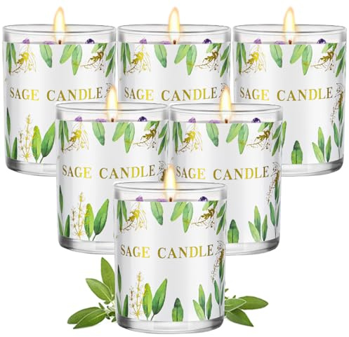 Kerzen, Salbei-Kerze zur Reinigung des Hauses Negative Energie, Duftkerzen, Geschenk-Set für Frauen, Kristallkerzen-Clearance mit Kristallheilsteinen, Alternative zu Smudge-Sticks, Relax & Mind