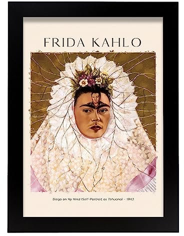 Nacnic Poster Diego in Meinem KopfDekorative Bilder für Ihr Wohnzimmer, Schlafzimmer, Zuhause. Wandkunst-Drucke. Ästhethische Wanddrucken, die von Frida Kahlo A4 mit schwarzen Rahmen inspiriert sind