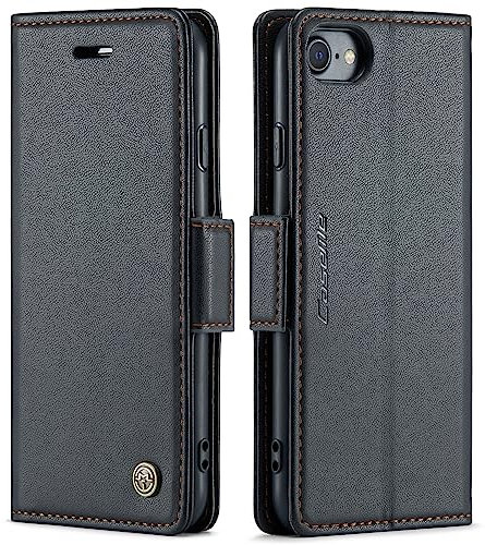 XTCASE Cover per iPhone SE 2020/2022 / 8/7 / 6 / 6s, Custodia Premium Pelle PU Flip Libro Portafoglio con Porta Carte [Chiusura Magnetica] [Slot per Schede] [Funzione di Supporto], Nero
