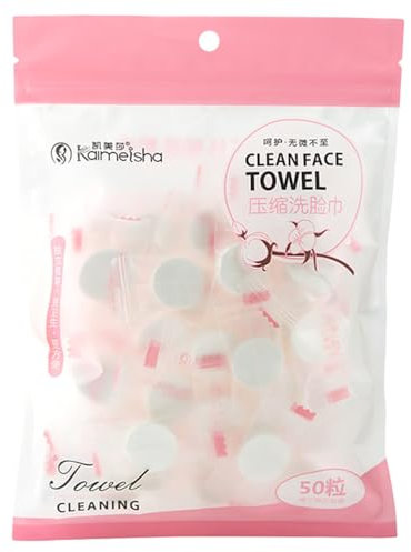 Angoily 50 Pièces Serviettes Compressées, Lingettes Compressées, Extensibl Serviettes Jetables et Portables en Coton pour Beauté,Salon,Sports de Plein, Blanche