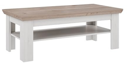 Forte ILOPPA Couchtisch 120, Wohnzimmertisch, moderner Sofatisch, Beistelltisch, Holzwerkstoff, Nelson Eiche Holzdekor/Schneeeiche Holzdekor, 120,6 cm breit x 45,3 cm hoch x 60,4 cm tief