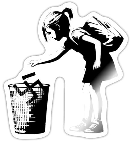 Spreadshirt FCK NZS Ab In Den Eimer Banksy Art Sticker, max. 10x10 cm, 10 x 10 cm, Weiß glänzend