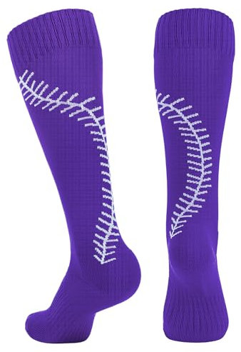 American Trends Calzini da softball con cuciture, per donne o ragazze, altezza al ginocchio, per softball, baseball, calcio, atletica, Viola, X-Small