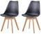 JZGORC Lot de 2 Chaises de Salle à Manger, Chaises de Cuisine Nordiques, Chaises de Bureau avec Pieds en Hêtre Massif pour Chambre à Coucher, Salon, Cuisine – Noir