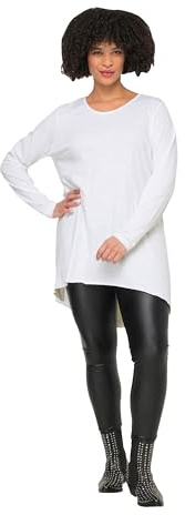 Angel of Style Damen große Größen Übergrößen Plus Size Longshirt, Bequeme Passform, Rundhals, Langarm schneeweiß 52 832033200-52