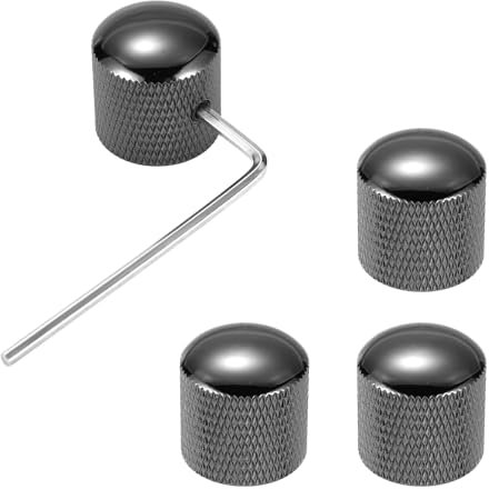 4stk E Gitarren Knöpfe, Gitarren Knöpfe aus Schwarzem Nickel Gitarre Lautstärkeregler Potentiometer Regler Knöpfe mit Inbusschlüssel für E-Gitarre Bass