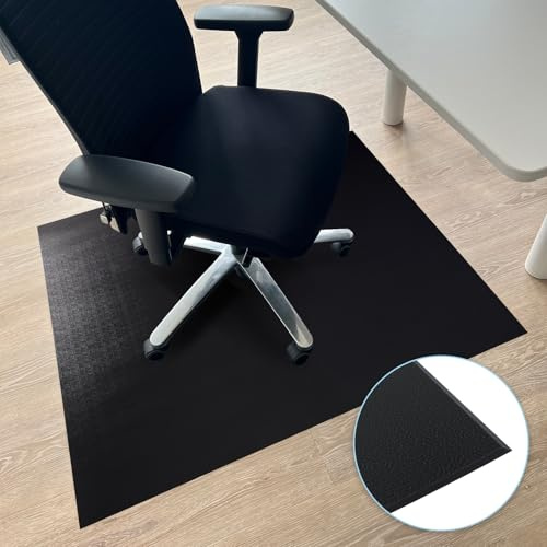 Floordirekt Bodenschutzmatte 80 x 120 cm, Schwarz - mit abgeschrägter Kante - Bürostuhl Unterlage aus PVC, Bodenschutz, Unterlegmatte, Schutzmatte für Laminat, Parkett, Hartböden (Kleopatra)