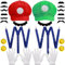WELLXUNK Mario Luigi Kostüm Accessories, Mario und Luigi Mütze, Su-per-Mario Luigi Kostüm mit Kappen Schnurrbärte Handschuhe Knöpfe, Erwachsene Outfit für Weihnachten Karneval Faschingskostüme