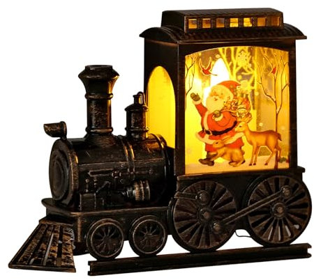 Weihnachten LED-Laterne,LED Schneelaterne,Glitzernde Leuchte Weihnachts-Schneekugel-Laterne für Thanksgiving Halloween Weihnachtsdekoration und Geschenk,LED Laterne mit Schneegestöber (Kleiner Zug)