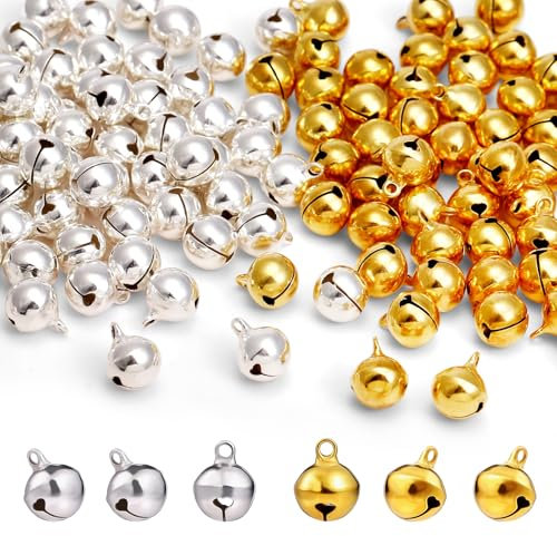 Naler Campanellini Natalizi 120pcs Campanellini Sonagli Piccoli per Addobbi Natalizi Campanelle Natalizie d'Oro e d'Argento per Moda