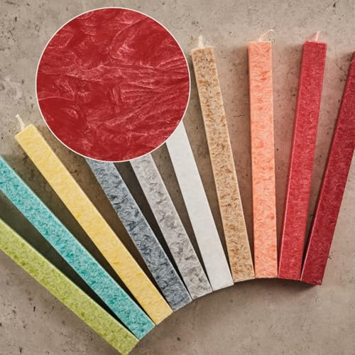 AMABIENTE Classic - Eckige Stabkerze | einzigartige Form | 19 cm Höhe - 6-7 Stunden Brenndauer | 4 Stück | präzise Handarbeit | rußfreies Abbrennen & ruhiges Flammenspiel - rot