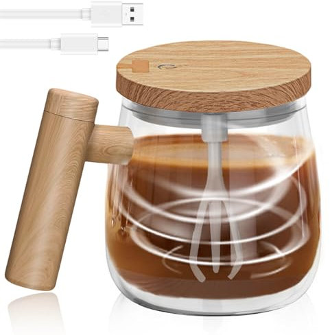 SPORWAY Taza de agitación automática 400 ml: vaso agitador eléctrico recargable Taza autoagitadora, tazas de café portátiles con agitador automático para café, leche, proteína en polvo