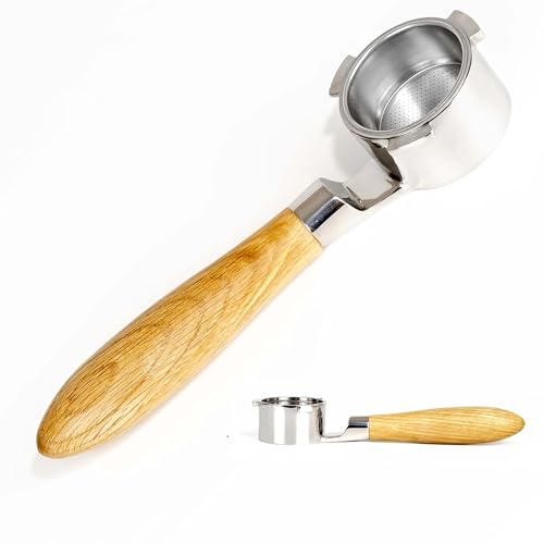 NEOUZA Bodenloser Espresso-Filterhalter 51 mm, flaches Boden-Design für stabile Platzierung, kompatibel mit DeLonghi Dedica EC680/685/785/820/850/860 und ECF01 Kaffeemaschinen aus Edelstahl 304
