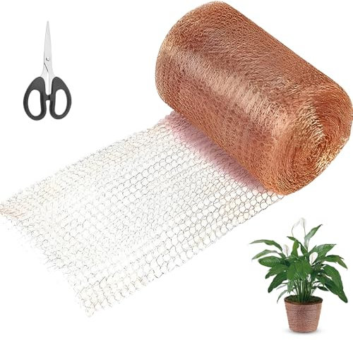 HOVCEH Kupferband Gegen Schnecken, 127mm*15m Schneckenzaun Kupfer, 100% Reines Schneckenzaun Kupfernetz, Kupfergewebe Schneckenschutz, Kupfergitterrolle mit Schere Pflanzenschutz für Haus und Garten