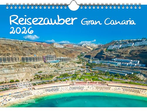 Reisezauber Gran Canaria DIN A4 Kalender für 2026 Kanaren Urlaub Strand Spanien - Set-Inhalt: 1x Kalender, 1x Weihnachtsanhänger (insgesamt 2 Teile)