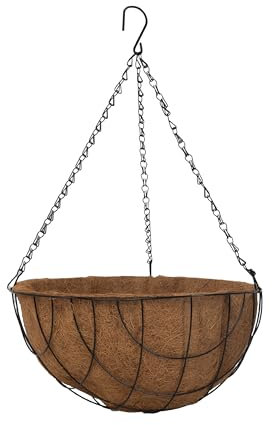 BESCH Macetero Colgante Fibra de Coco Base Acero para Soporte de Macetas de Estilo Cadena para Colgar en habitación, salón o balcón 35 Ø x 18 cm