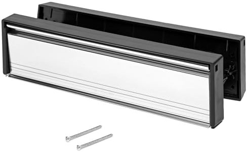 ZAVIA Door Letter Box 12'' with Metal Flap | Draught Proof Letterbox Plates for 40-80mm Thick Doors | Postal Letterplate with Draught Excluder for UPVC Midrail & Composite Doors