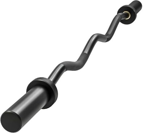 SPORTNOW 4ft Olympic Barbell Bar EZ Curl for 2 Weight Plates | Non-Slip Hand Grip, for Weight Lifting, Hip Thrusts, Squat, Biceps, Home Gym