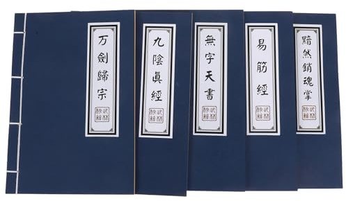 Hemobllo 5pcs Kung Fu Themed Memo Books Set – Traditional Chinese Style Vintage String-Bound Notebooks with Blank Pages – Retro Calligraphy Journals for Writing and Cosplay Enthusiasts