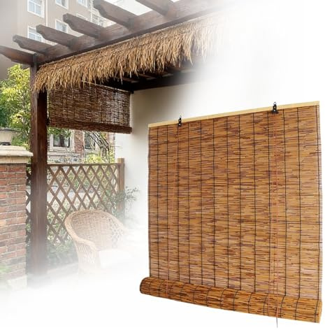 Store Bambou Extérieur 100 110 120 130 135 140 145 150 155 160 cm, Rétro Store Enrouleur Bambou Occultant, Store Bateau en Bambou pour Terrasse Jardin Fenêtre Porte Cuisine(120 cm x 160 cm)