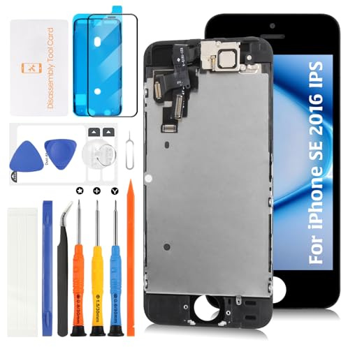 Olivechard for iPhone 5S / SE 2016 LCD Screen Replacement 4.0 with Front Camera & Ear Speaker Flex Display Assembly Touch Digitizer Repair Kit A1662 A1723 A1724 A1453 A1457 A1518 A1528 (Black)