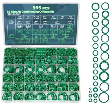 595 Stück O-Ring-Set für Automotive A/C 30 verschiedene Größen von Gummi-O-Ringen Hochleistungsdichtung verbesserte für die Reparatur von Kompressoren und Rohrleitungen in Fahrzeugklimaanlagen
