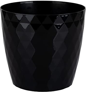 Home Garden Ornaments Plant Pots Indoor, Indoor Plant Pot - Decorative Plastic Flower Pots with Glossy Crystal Surface (Diameter: 18cm, Colour: Black)