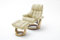 Robas Lund Relaxsessel Calgary XXL mit Hocker, bis 180 kg belastbar, Echtleder creme, Gestell Holz natur