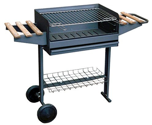 Imex El Zorro 71760 Grill mit verzinktem Grill, Rollen und Platten, Schwarz, 120 x 42 x 86 cm