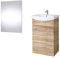 Planetmöbel Conjunto de Muebles de baño Lavabo con Mueble 45 x 60 x 33 cm, Espejo con iluminación 50 x 90 cm para Aseo de Invitados, Roble Sonoma