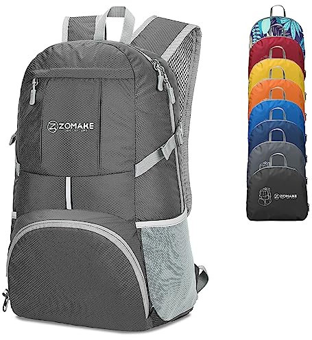 ZOMAKE Lightweight Foldable Backpack,Packable Rucksack 35L Ultra Light collapsible daypack For Men Women Travel Hiking Walking(Dimgray)