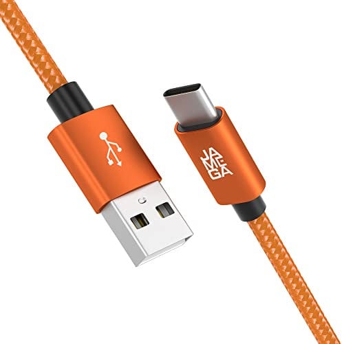 JAMEGA – 3m USB Typ C Kabel Orange | 3A Nylon geflochten USB C Ladekabel & Datenkabel Fast Charge Snyc schnellladekabel kompatibel mit Samsung Galaxy S10/S9/S8+, Huawei P30/P20, uvm.