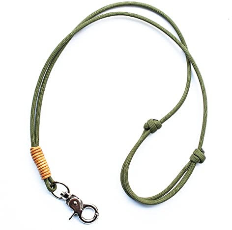 PFEIFENBAND | Oliv-Grün | verstellbar | Umhängeband mit kleinem Karabiner für Hundepfeife oder Schlüssel | Schlüsselband | Keychain | Diverse Designs | handgefertigt