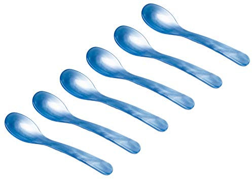 Heim Söhne Set di 6 cucchiai in vetro acrilico, circa 12,2 cm, incantevoli cucchiai per uova in effetto madreperla per momenti indimenticabili durante la colazione, il dessert e altro ancora