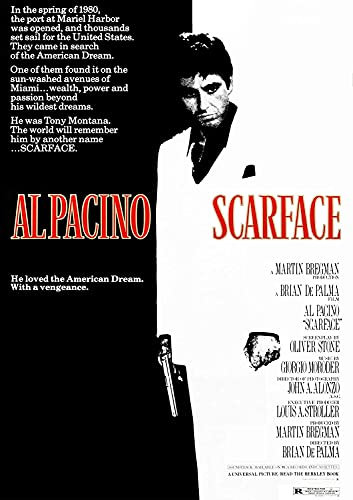 Scarface Classic Vintage 80's Movie Poster Art Glossy Poster A4 210 x 297 mm)