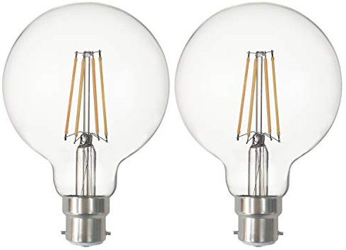 SD LUX B22 8W Dimmable LED Bulbs Globe Vintage Filament Led Light Bulbs,G95 Amber No Flicker Screw Edison LED Bulbs-8W 810LM (75W Equivalent) Warm White 2700K, 2 Packs (XPG95016)