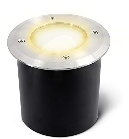SSC-LUXon JADINA Bodeneinbaustrahler schwenkbar flach mit LED Lampe 5W warmweiß 230V - Bodenlampe befahrbar rund außen IP67