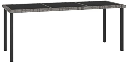 vidaXL Table à Dîner de Jardin d'Extérieur - Meuble de Patio et Terrasse en Résine Tressée - Gris 180x70x73 cm