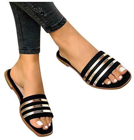 TOPPEREUR Damen Zehentrenner Flach Flip Flops Frauen Leopard Römer Pantoletten, Sommer Strand Schuhe Urlaub Sommerschuhe Bequeme Sandalen