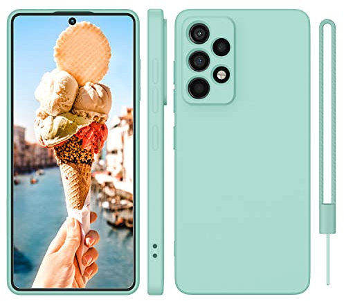 ORDA für Samsung Galaxy A52 Hülle Silikon Case, Hanyhülle für Samsung A52s 5G Case Dünn mit Microfiber, Kameraschutz und Bildschirmschutz, Hülle für Samsung Galaxy A52 5G/4G Mint-grün
