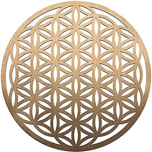 30,5 cm Blume des Lebens Samen des Lebens Home Decor Holz Wandkunst Heilige Geometrie Kunst Skulptur Wanddekorationen Chakra Banner Kristall Gitter (Gold)