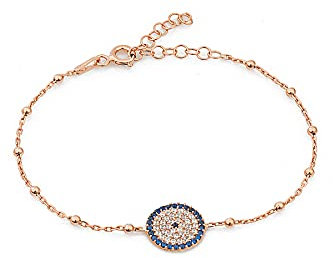 Einzelstück® Nazar längenverstellbares Armband I 925 Sterling Silber vergoldet I antiallergen & nickelfrei I Zirkonia Steine (Nazar Armband)