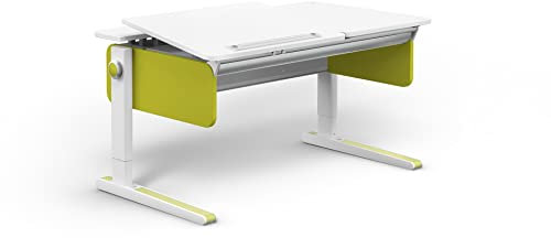 Moll Champion Left Up, höhenverstellbarer Kinderschreibtisch für Jungen und Mädchen, ergonomisch und mitwachsend, Zeitloses Design, Korpus Weiß - Seiten Lime, 121 x 72 x 53cm