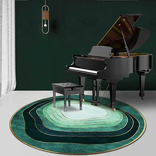 makeups1 Nordic Area Teppiche Runder Teppich für Wohnzimmer Schlafzimmer oder Küche, Grüner unregelmäßiger Goldener Kreis, ø 120 cm