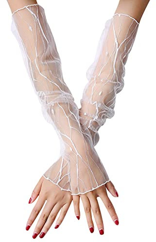 iSpchen Damen Armstulpen Spitze lange Handschuhe Kühlung Arm Sleeve Sonnenschutz Ärmel Spitzen Ärmlinge Bein Stulpe Fahrradhandschuhe Ellenbogen Handschuhe für Radfahren,Laufen,Golf,Fahren