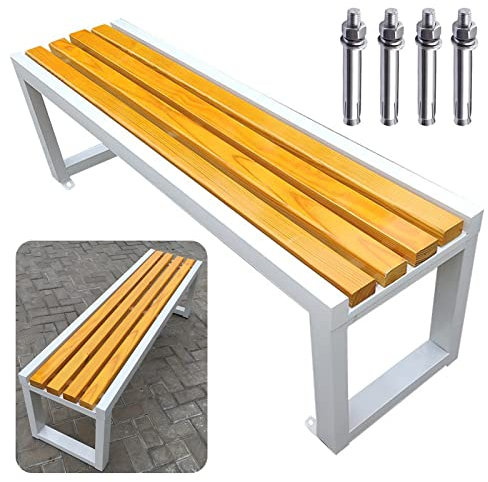 AMZOPDGS Veranda Bank, Gartenbank Möbel Stuhl, Hocker Breite 100 120 150 x Tiefe 40 x Höhe 45 cm, Außenbank aus massivem Naturholz, korrosionsbeständig, wasserdicht, Son