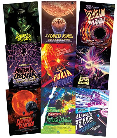 Artery8 NASA Galaxy of Horrors Spanish Version Space Movie Poster Wall Art Pack of 9