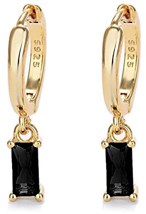 Gold Ohrringe mit schwarzem Tropfen, Creolen Gold für Frauen 14K Goldene Ohrringe Damen für Mädchen und Männer 2PCS