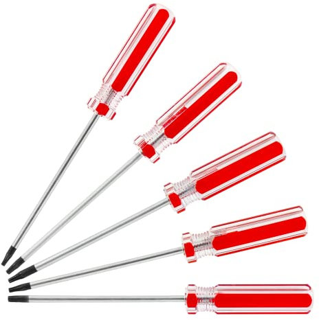 Rierdge Torx Screwdriver Set T6 T7 T8 T9 T10 Star Screwdriver with 3” Steel Shaft for Toys Small Appliances & Electronic Products Repair Or Maintenance, 5 Pcs