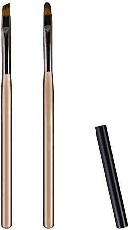 2pcs Nail Clean Up Brushes, Painting Brushes for Nails with Round & Angled Head Pen Painting Tools Nail Remover Brushes for Art Design & Polish Mistake Cleaning (Tea Brown)